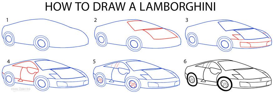 875x300 How To Draw A Lamborghini Step By Step Drawing Tutorial With - Lamborghini Sketch Step By Step
