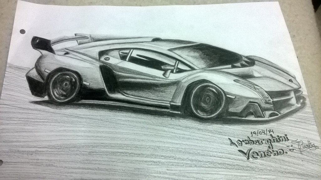 1024x575 Lamborghini Veneno Drawing Pics Drawing Skill - Lamborghini Veneno Sketch