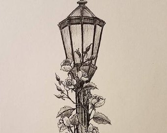 340x270 Lamp Post Drawing Etsy - Lamp Post Sketch