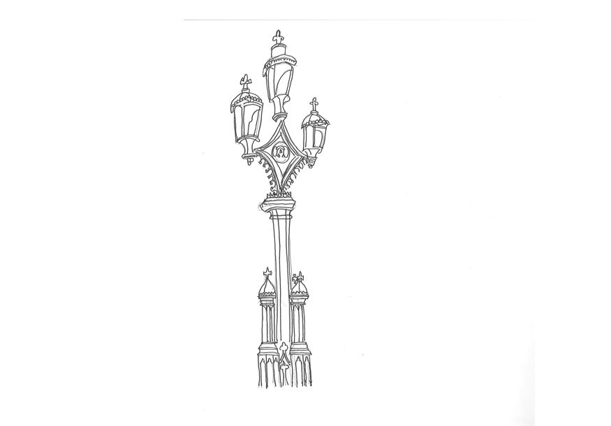 875x610 Pen Sketch Thames Lamp Post - Lamp Post Sketch