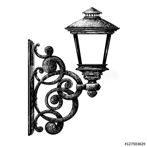 500x500 Sketch Of Street Light , Lamppost , Candlestick - Lamp Post Sketch
