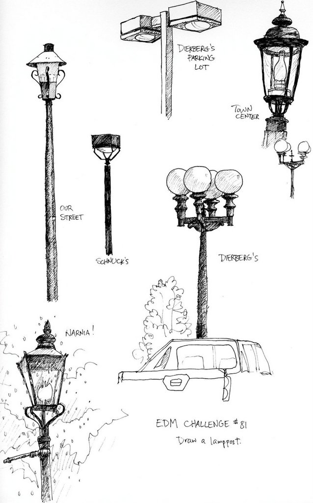 638x1024 Sketches And Drawings Challenge 81 Draw A Lamp Post - Lamp Post Sketch