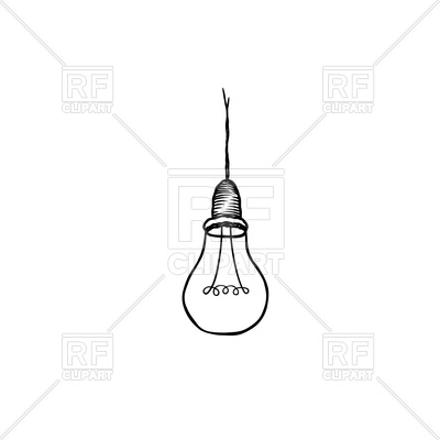 400x400 Lamp Bulb Isolated Sketch Vector Image Vector Artwork Of Icons - Lamp Sketch