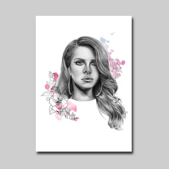 570x570 Lana Del Rey Sketch Print Etsy - Lana Del Rey Sketch