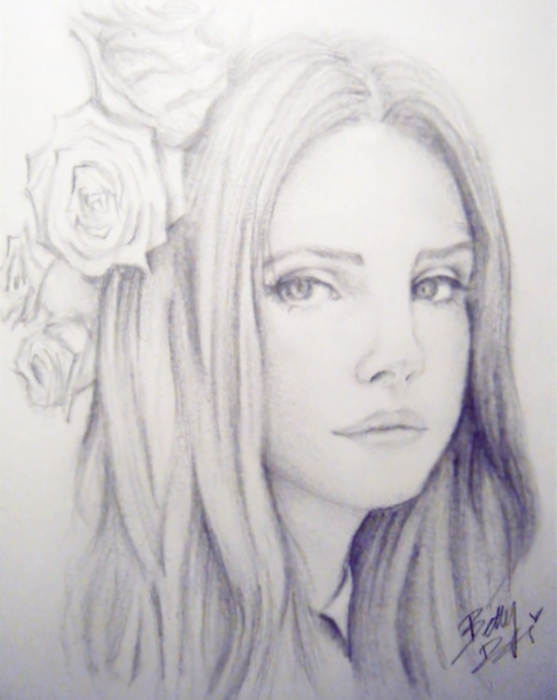 557x700 Portrait Of Lana Del Rey By Bettylynnd On Stars Portraits - Lana Del Rey Sketch