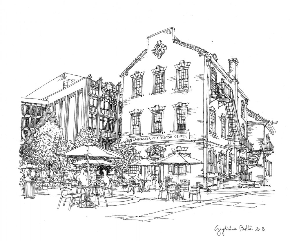 1000x832 City Hall Gallery Lancaster In The Point Of A Pen Work By - Lancaster Sketch