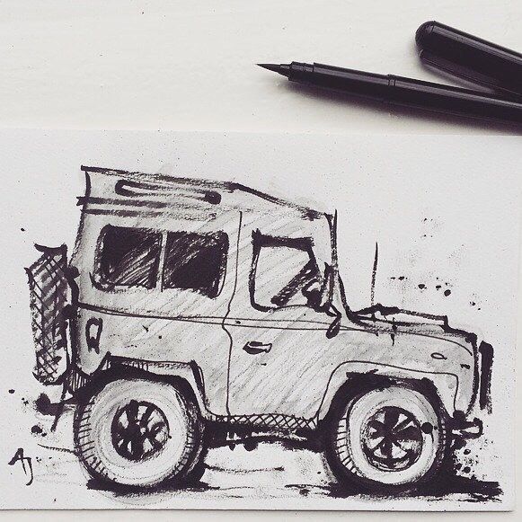 581x581 Land Rover Defender For Sale (Drawing Of) In My Etsy Shop. Aj - Land Rover Sketch