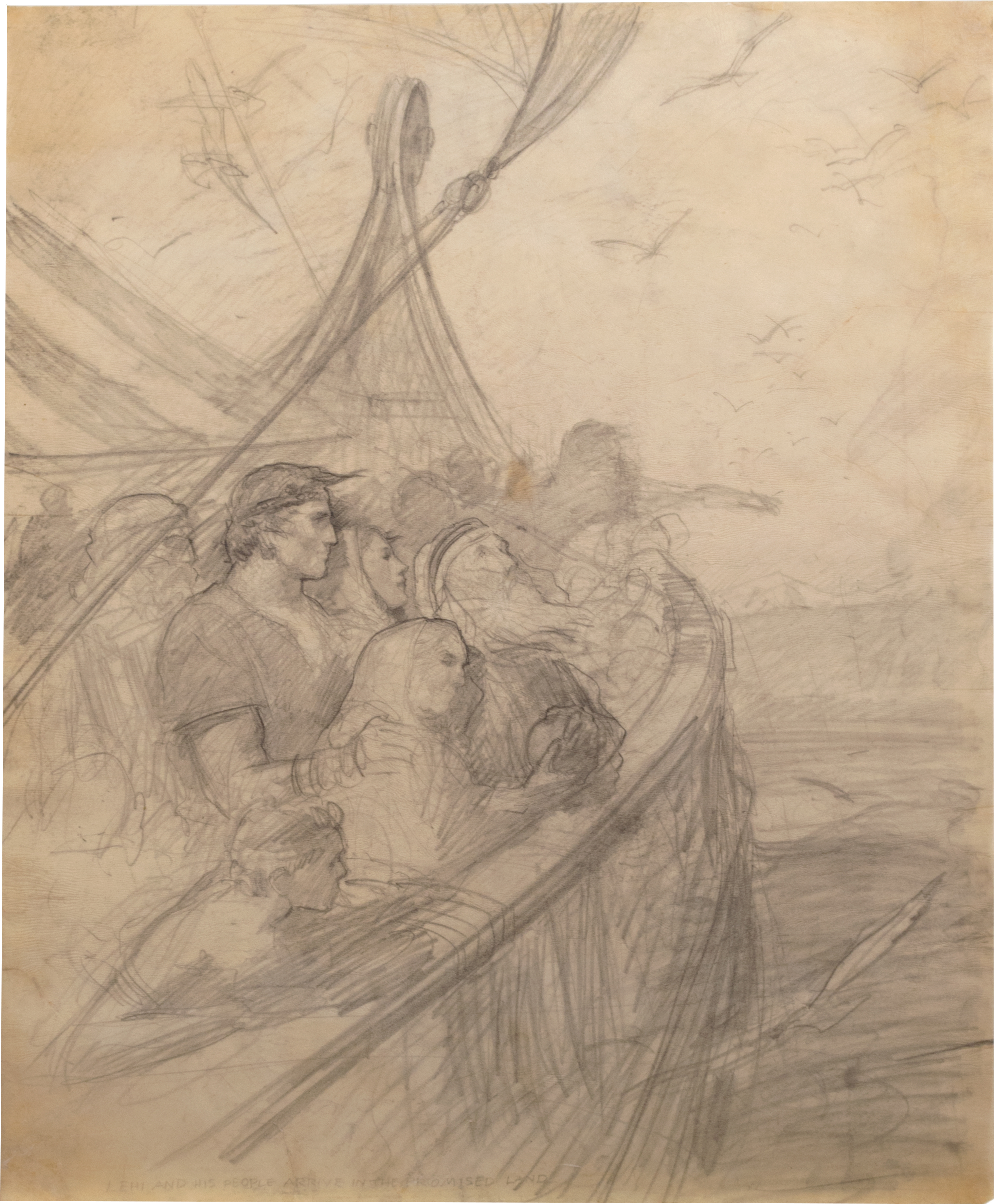 2927x3547 Sketch Of Lehi And His People Arrive In The Promised Land Book - Land Sketch
