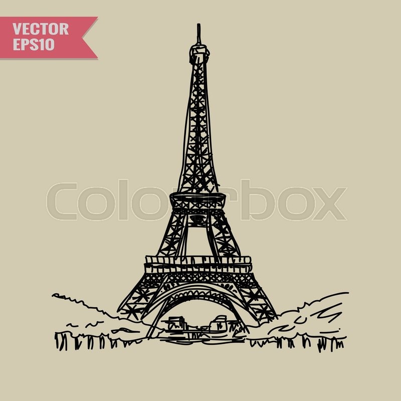 800x800 Free Hand Sketch World Famous Landmark Collection Eiffel Tower - Landmark Sketch