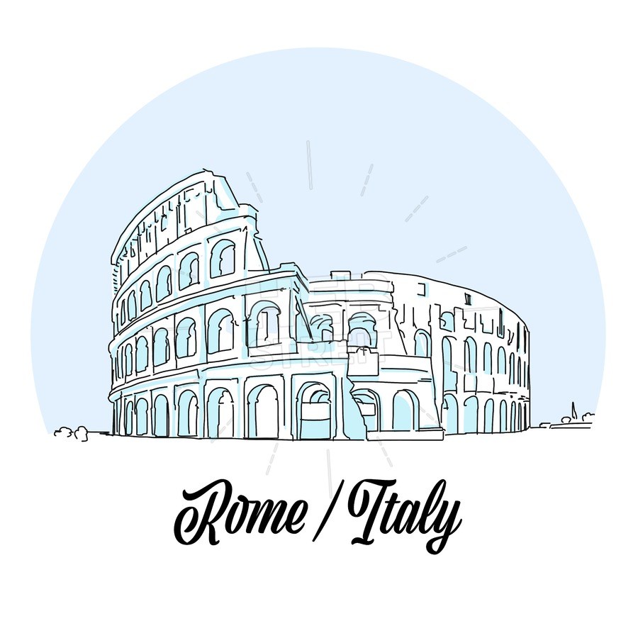 900x900 Rome Italy Landmark Sketch Hebstreit - Landmark Sketch