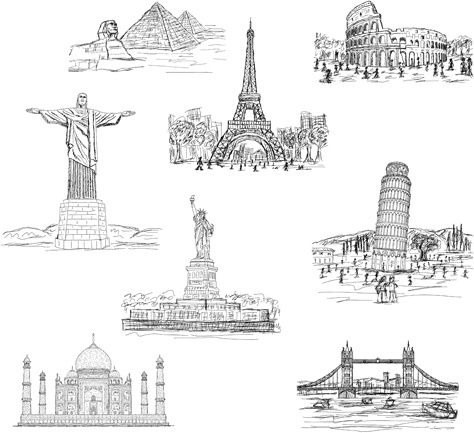 474x433 Sketch Clipart Landmark - Landmark Sketch