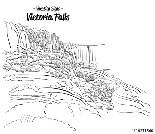 500x430 Victoria Falls Zimbabwe Landmark Sketch Stock Image And Royalty - Landmark Sketch