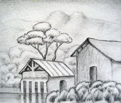 400x341 Photos Simple Sketches Of Landscape, - Landscape Simple Sketch