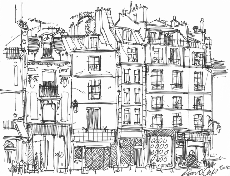 736x563 Drawn Lines Landscape - Landscape Sketch Artists