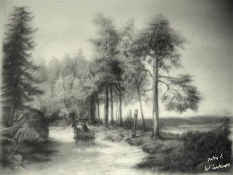 474x355 Famous Charcoal Landscape Drawings. Charcoal Drawings - Landscape Sketch Artists