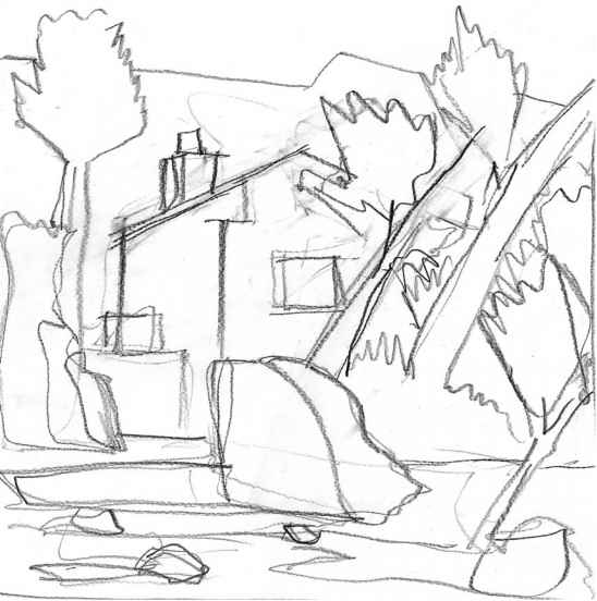 548x552 Graphite Landscape Drawing - Landscape Sketch Artists