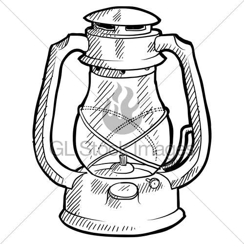 500x500 Retro Camping Lantern Sketch Gl Stock Images - Lantern Sketch