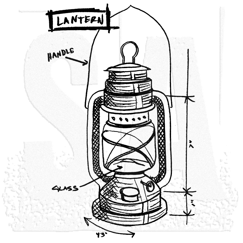 800x800 Tim Holtz Wood Mounted Stamp - Lantern Sketch