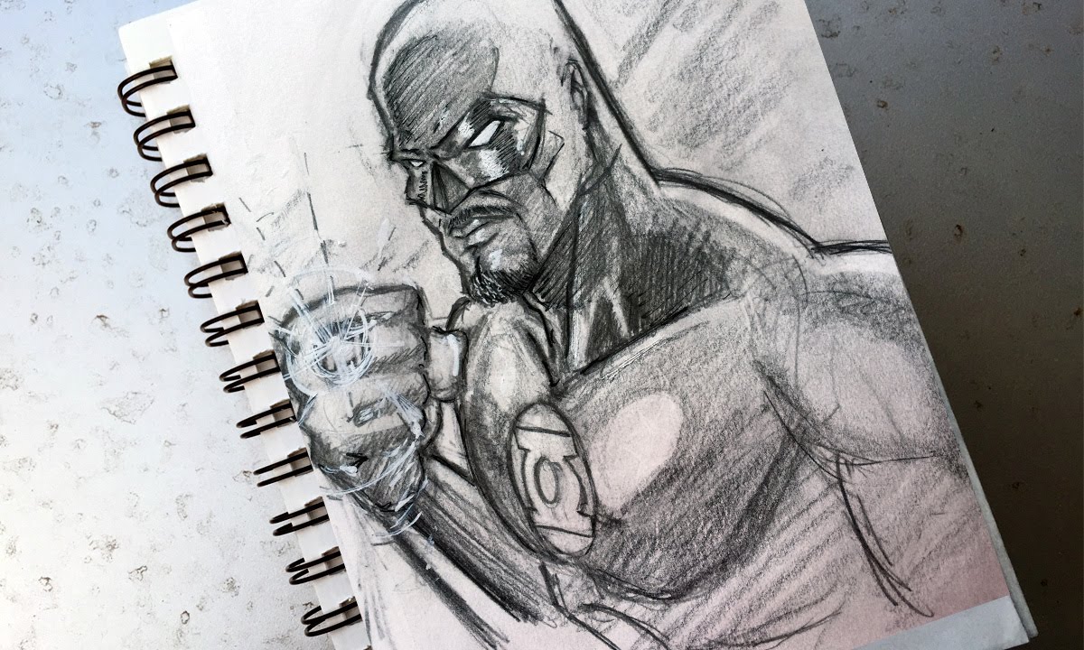 1200x720 Warm Up Sketch Green Lantern (John Stewart) - Lantern Sketch
