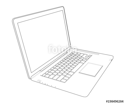 500x417 Laptop Sketch. 3d Illustration Stock Photo And Royalty Free - Laptop Sketch