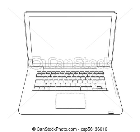 450x425 Laptop Sketch. 3d Illustration. Wire Frame Style. Technology Concept. - Laptop Sketch