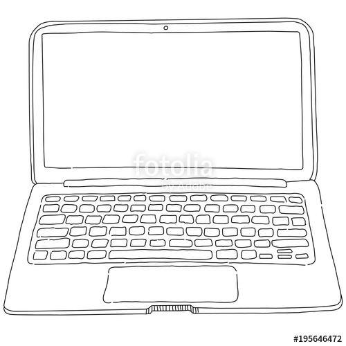 500x500 Sketch Of Laptop Stock Image And Royalty Free Vector Files On - Laptop Sketch