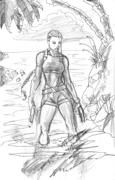 400x625 Lara Croft Sketch By Cehnot - Lara Croft Sketch