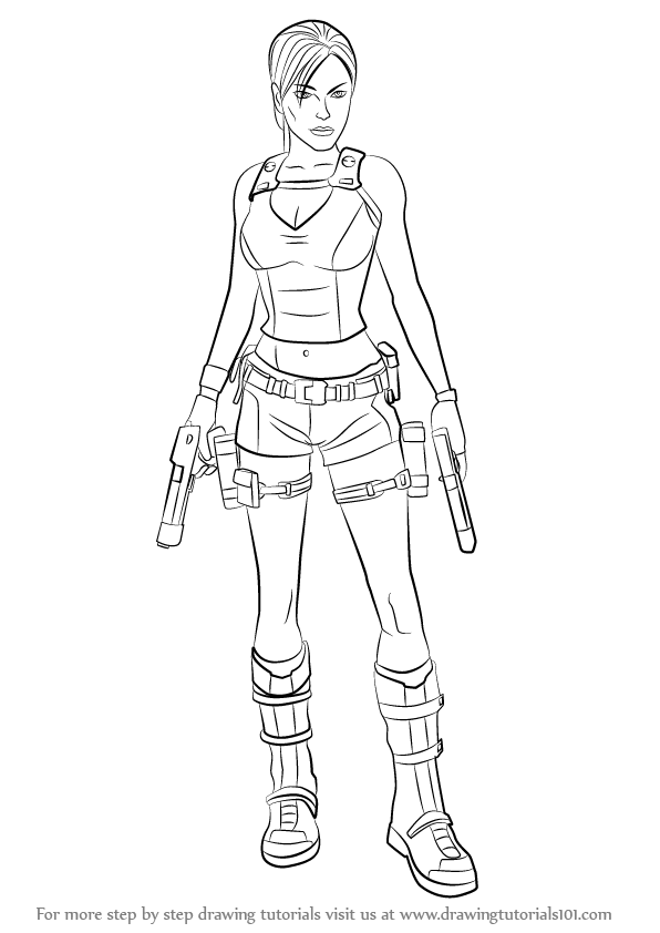 596x842 Learn How To Draw Lara Croft (Characters) Step By Step Drawing - Lara Croft Sketch