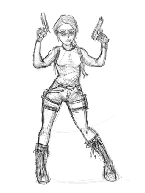 487x651 William Alves - Lara Croft Sketch
