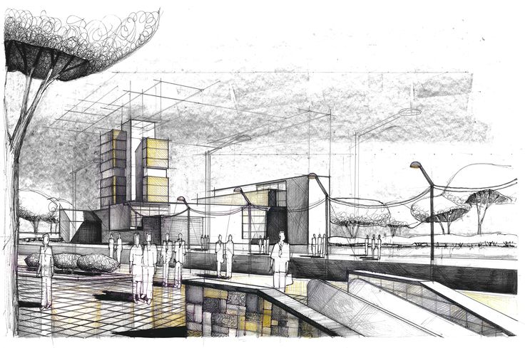 736x489 Large Scale Volumes Composition Architectural Drawing Arch - Large Sketches