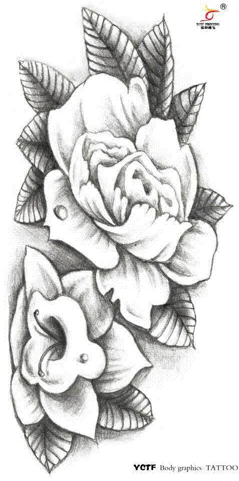477x959 Temporary Large Arm Tattoo Stickers Black White Flower Body Art - Large White Flower Sketch