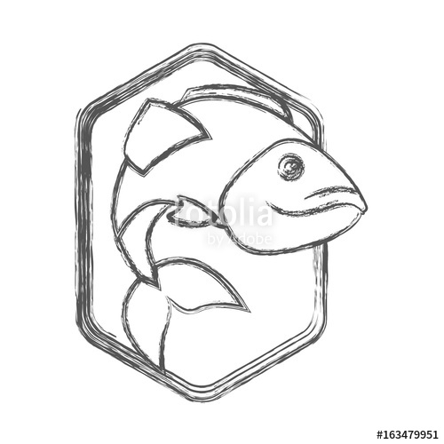 500x500 Blurred Sketch Silhouette Of Diamond Shape Emblem With Largemouth - Largemouth Bass Sketch