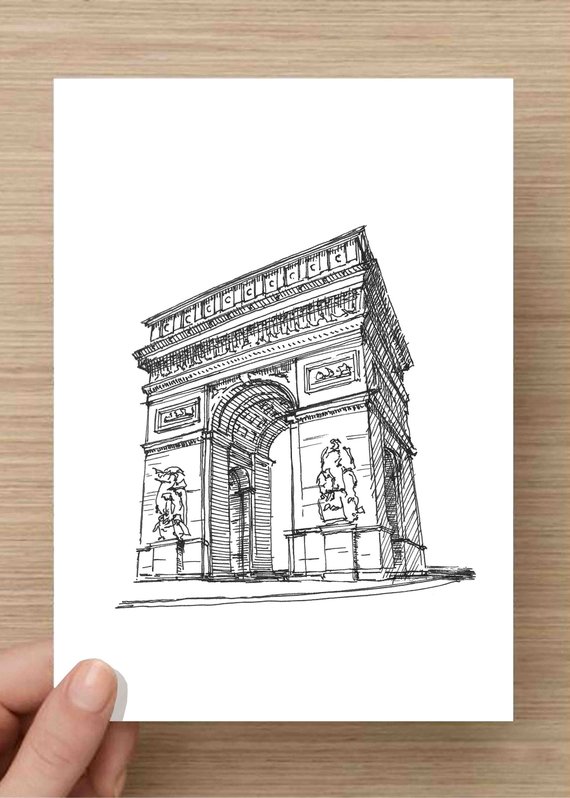 570x798 Pen And Ink Drawing Of The Arc De Triomphe In Las Vegas Etsy - Las Vegas Sketch