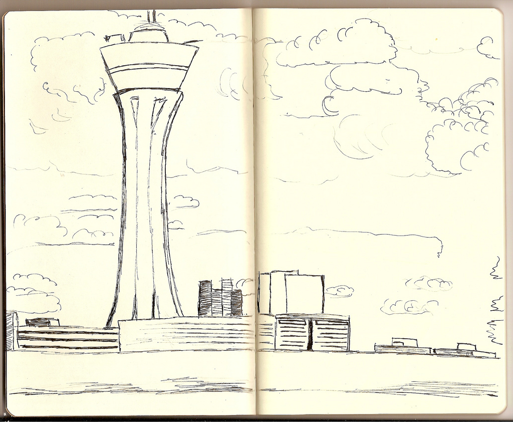 1024x842 Stratosphere Hotel Sketch This Is My Sketch Of The - Las Vegas Sketch