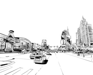 300x240 Las Vegas Photos, Royalty Free Images, Graphics, Vectors Amp Videos - Las Vegas Skyline Sketch