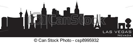 450x148 Las Vegas, Nevada Skyline. Detailed Vector Silhouette. - Las Vegas Skyline Sketch