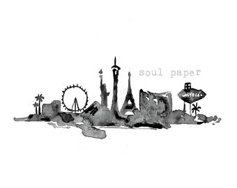 340x270 Las Vegas Painting Etsy - Las Vegas Skyline Sketch