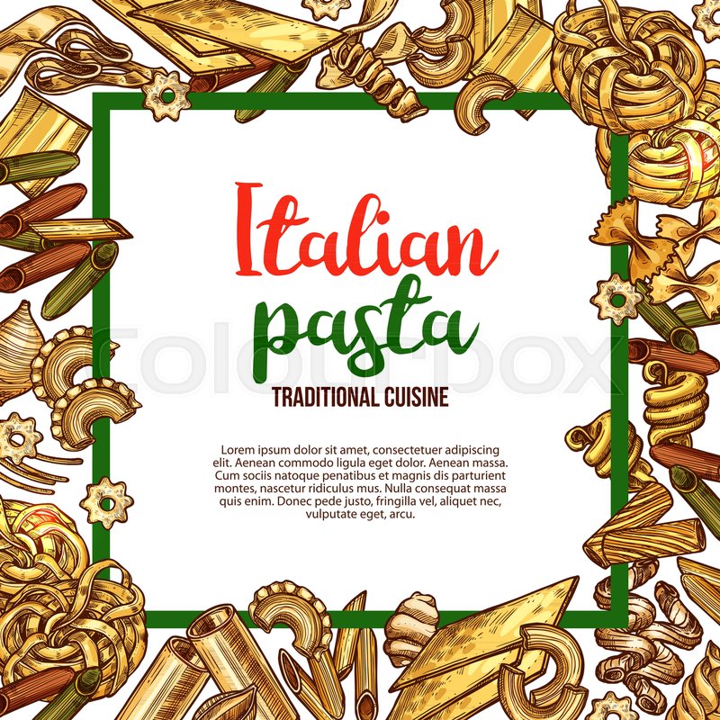 800x800 Italian Cuisine Pasta Poster Sketch Design Template For Italy - Lasagna Sketch