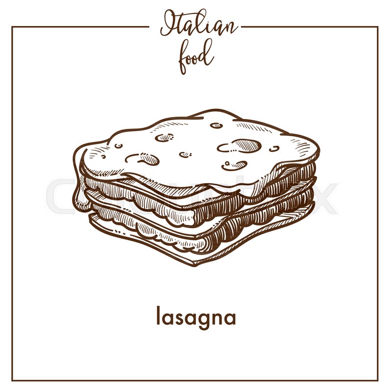 800x800 Lasagna Pasta Sketch Icon For Italian Food Cuisine Menu Design - Lasagna Sketch