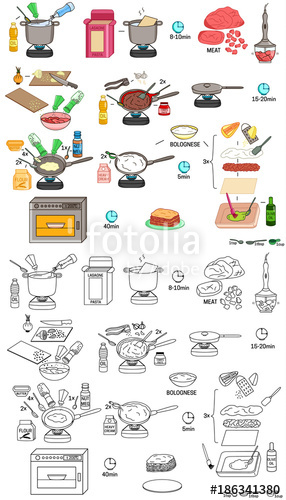 286x500 Recipe Lasagna Diy Instruction Including Sketch Stock Image And - Lasagna Sketch
