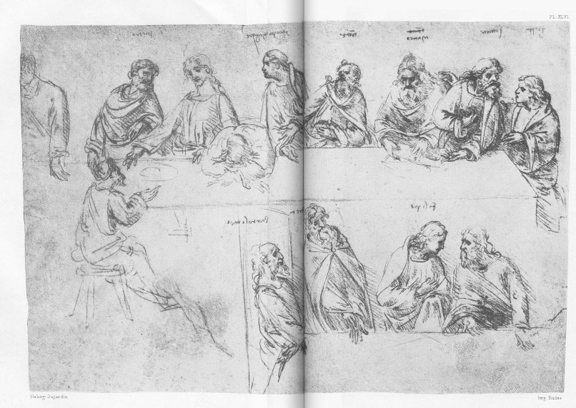 806x572 Filenotebooks Of Leonardo Da Vinci Plate Xlvi Sketches For The - Last Supper Sketch