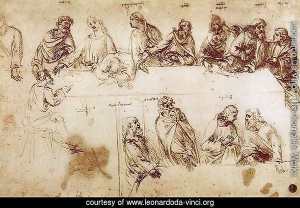 600x417 Leonardo Da Vinci - Last Supper Sketch