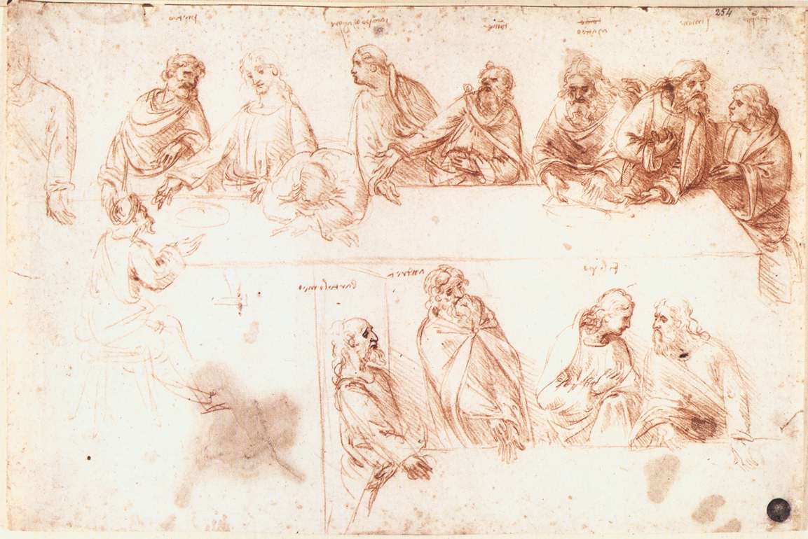 1153x770 Sketches For The Last Supper By Leonardo Da Vinci History - Last Supper Sketch