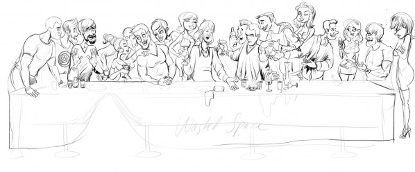 598x248 Updated Last Supper Cartoon Cartoon - Last Supper Sketch