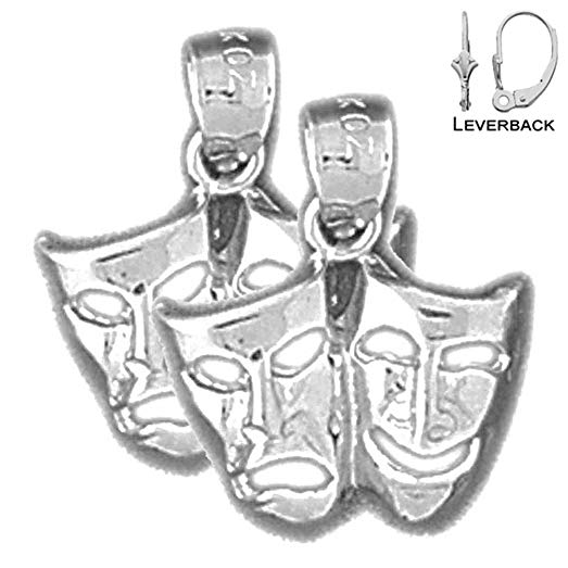 523x523 14k White Gold 16mm Drama Mask, Laugh Now, Cry Later - Laugh Now Cry Later Sketches