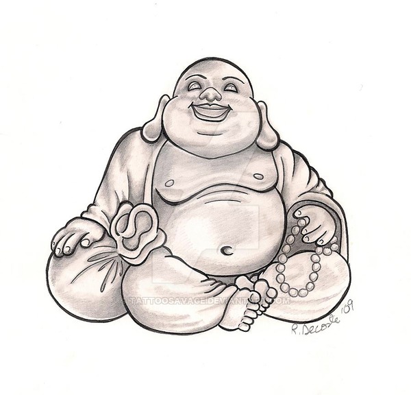 600x576 A Laughing Buddha Tattoo Sketch - Laughing Buddha Sketch