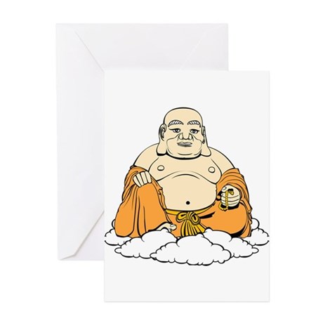 460x460 Laughing Buddha Greeting Cards - Laughing Buddha Sketch