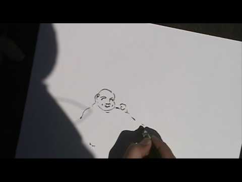 480x360 A Plein Air Sketch Of A Laughing Buddha Statue - Laughing Buddha Sketch