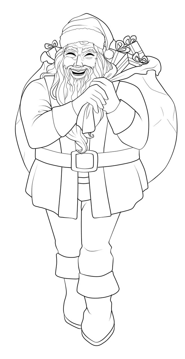 642x1243 Santa Lineart - Laughing Buddha Sketch