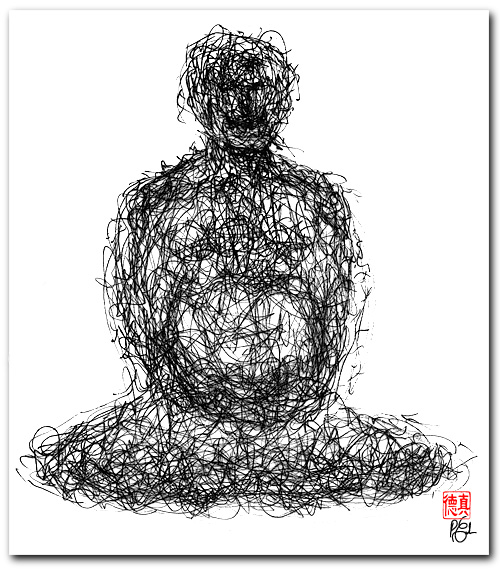 500x586 Zen Brush Laughing Buddha - Laughing Buddha Sketch